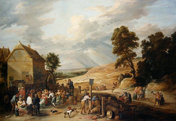 Country Dance ennen majataloa (öljy kankaalle) tekijältä David Teniers the Younger