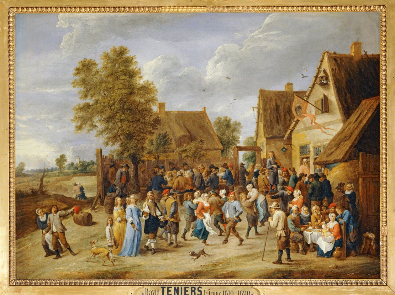Kyläjuhla aristokraattisen pariskunnan kanssa ... tekijältä David the Younger Teniers