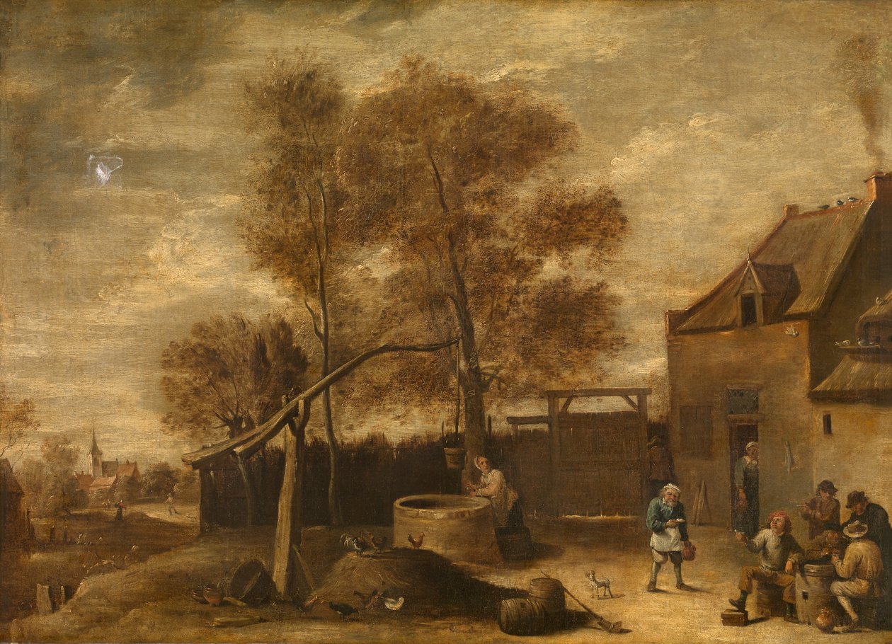 Maatilan pihalla (öljy) tekijältä David the Younger Teniers