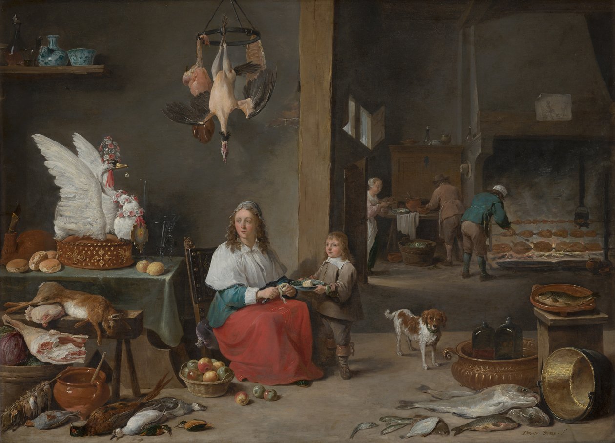 Keittiön sisustus, 1644 tekijältä David Teniers the Younger
