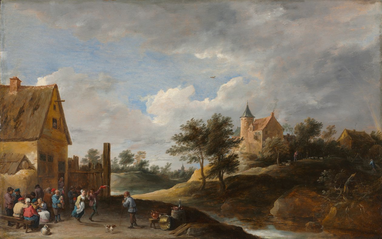 Maisema talonpoikien tanssiessa, n. 1645-1650 tekijältä David Teniers the Younger