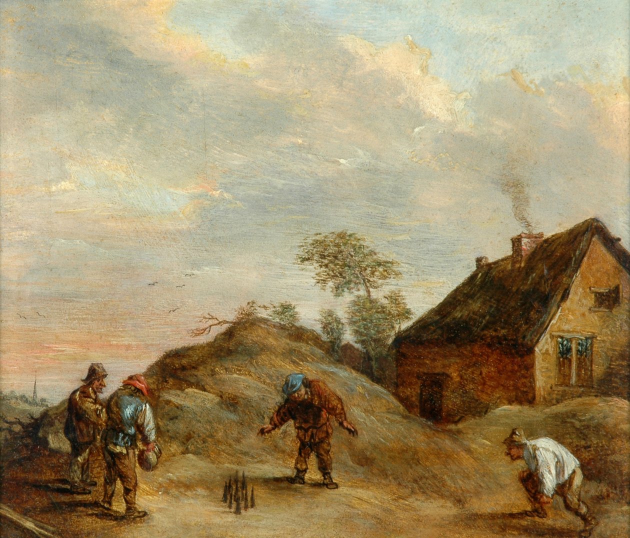 Miehet pelaamassa kulhoissa tekijältä David Teniers the Younger