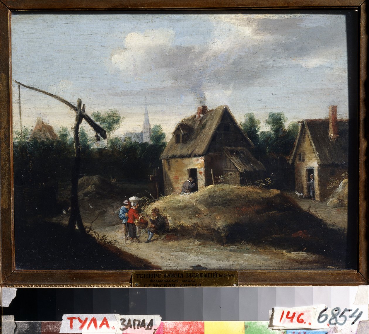 Maaseutumaisema. David Teniersin nuoremman (1610-1690) maalaus. Öljy puulle, 29,5 x 34,5 cm. Flanderin taidetta, barokkityyliä. Valtion taidemuseo, Tula (tai Tolan), Venäjä. tekijältä David Teniers the Younger