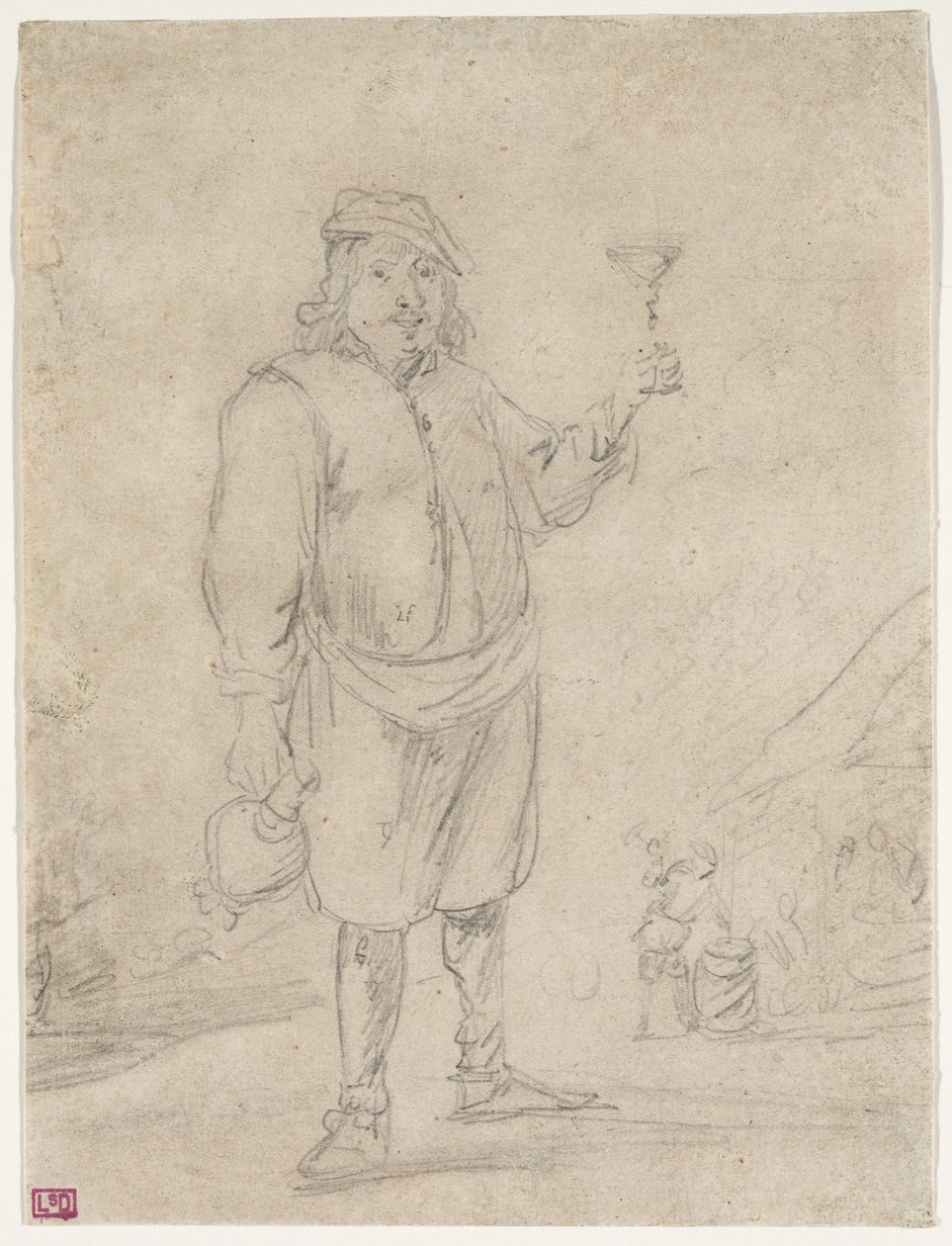 Talonpoika nostaa lasia viiniä, n. 1644 tekijältä David Teniers the Younger