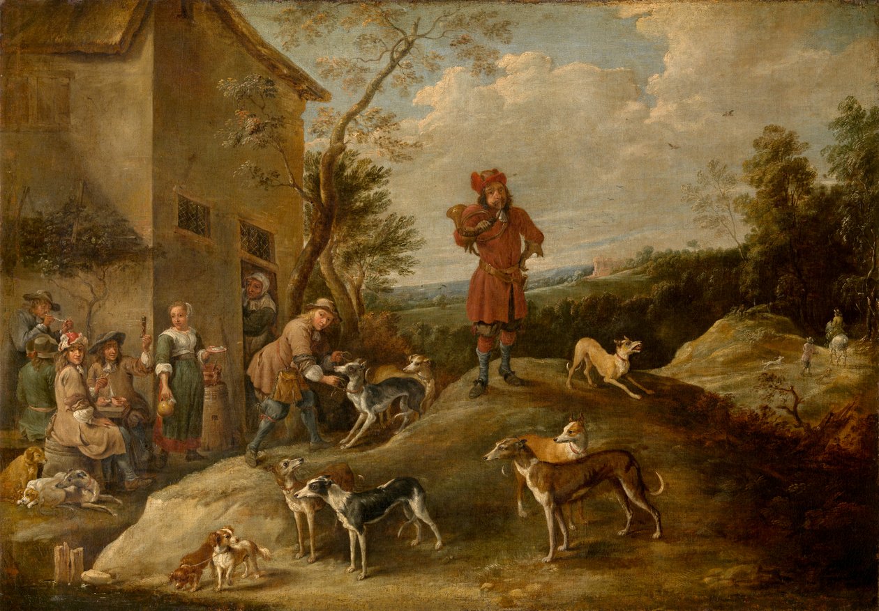 Lepäävät metsästäjät (öljy) tekijältä David the Younger Teniers