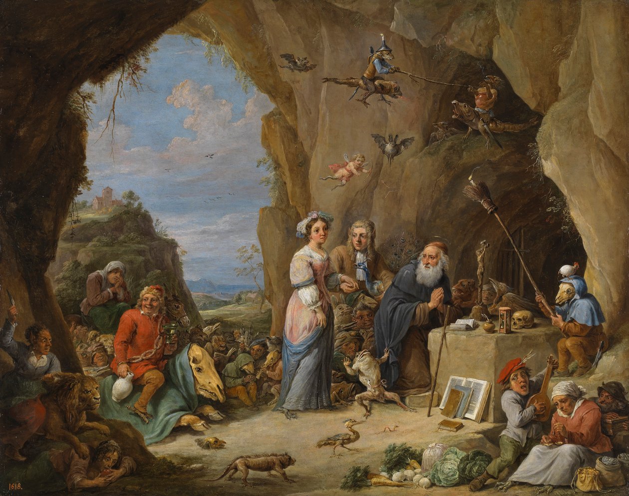 Pyhän Antoniuksen kiusaaminen (öljy kuparille) tekijältä David the Younger Teniers
