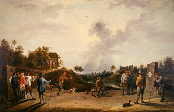 Jousiammuntakilpailu (öljy kankaalle) tekijältä David Teniers the Younger