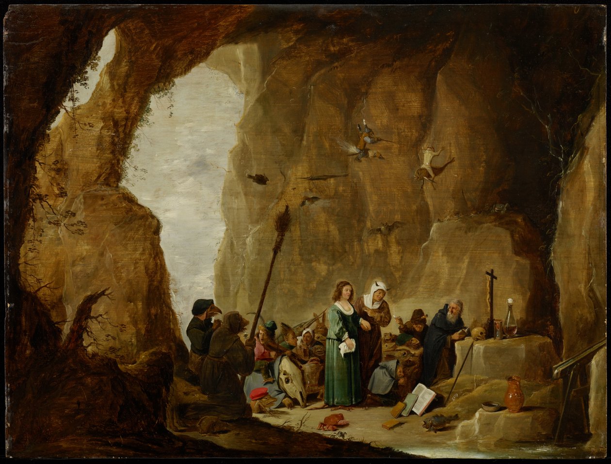Pyhän Antoniuksen kiusaaminen (öljy paneelille) tekijältä David Teniers the Younger