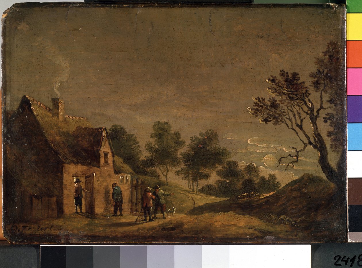 Taverna yöllä. David Teniersin nuoremman (1610-1690) maalaus. Öljy puulle tekijältä David Teniers the Younger