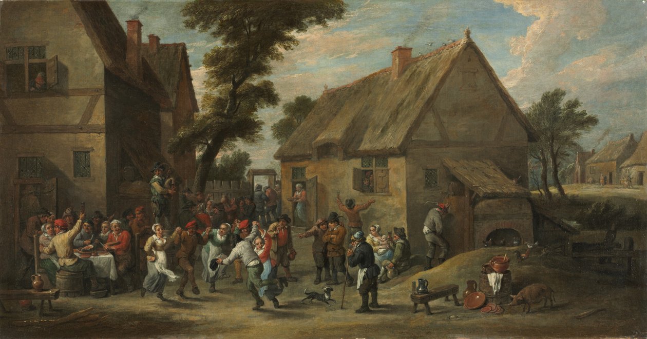 Kyläjuhla, noin 1646-50 (öljy kankaalle) tekijältä David the Younger Teniers