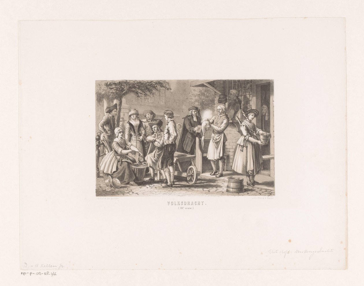 peruukkivalmistaja Kansanpuku (1700-luku) (nimi esineessä) tekijältä David van der Kellen