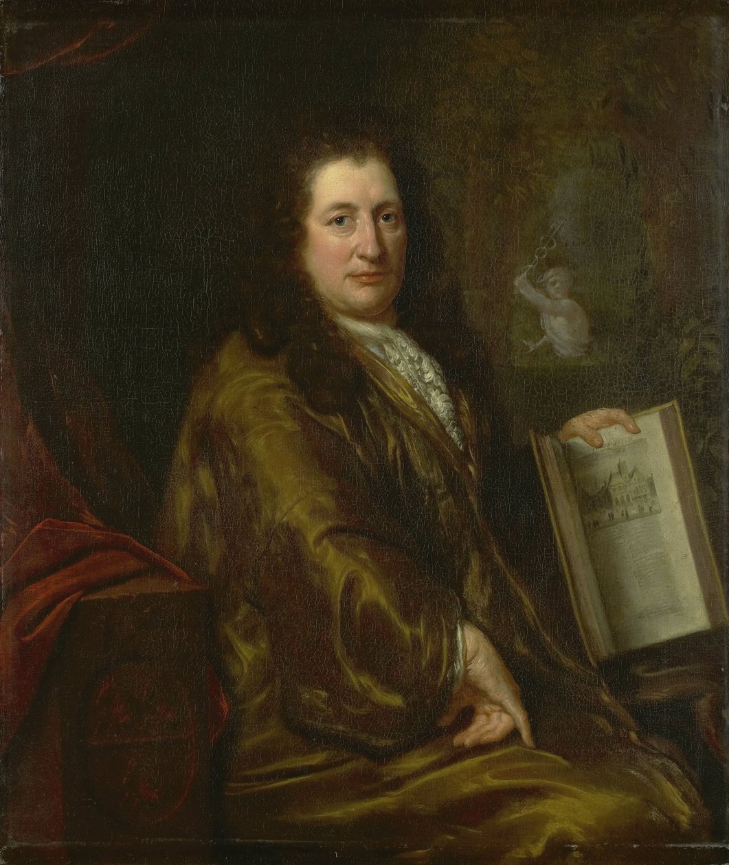 Caspar Commelinin muotokuva, kirjakauppias, sanomalehtikustantaja ja Amsterdamin virallisen historian Beschrijvinghe van Amsterdam kirjoittaja vuodelta 1693 tekijältä David van der Plas