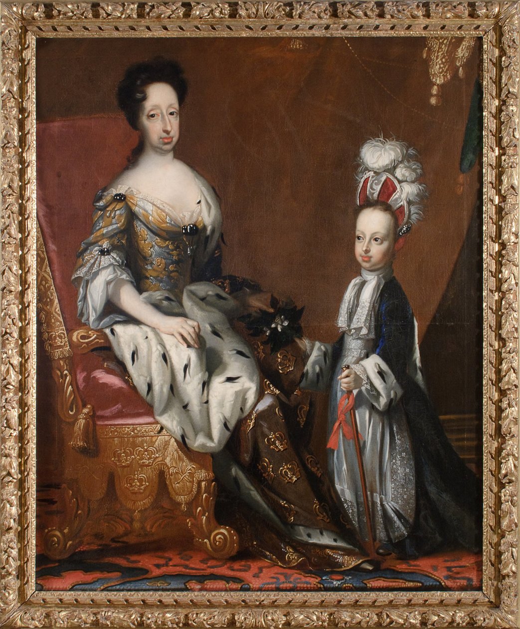 Hedvig Eleonora (1636-1715), Holstein-Gottorpin prinsessa, Ruotsin kuningatar, ja hänen pojanpojanpoikansa Kaarle Fredrik (1700-1739), Holstein-Gottorpin herttua, 1704 tekijältä David von Krafft