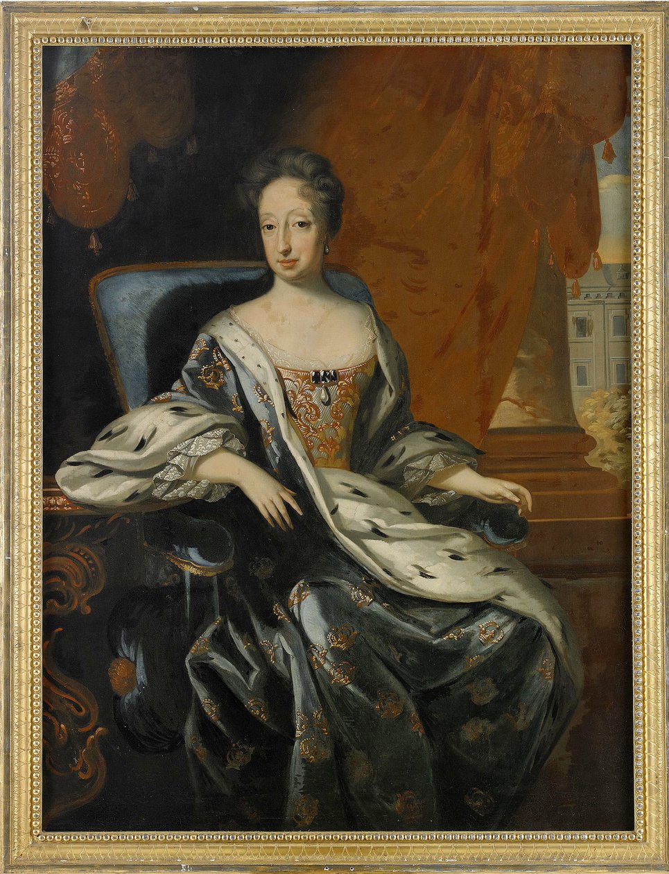Muotokuva Ruotsin ja Suomen kuningattaresta Hedwig Eleonora de Holstein Gottorpista (1636-1715) (Hedvig Eleonora of Holstein-Gottorp, Ruotsin kuningatar) - David von Krafftin (1655-1724) maalaus, öljy kankaalle (143x107 cm) - Yksityinen kokoelma tekijältä David von Krafft