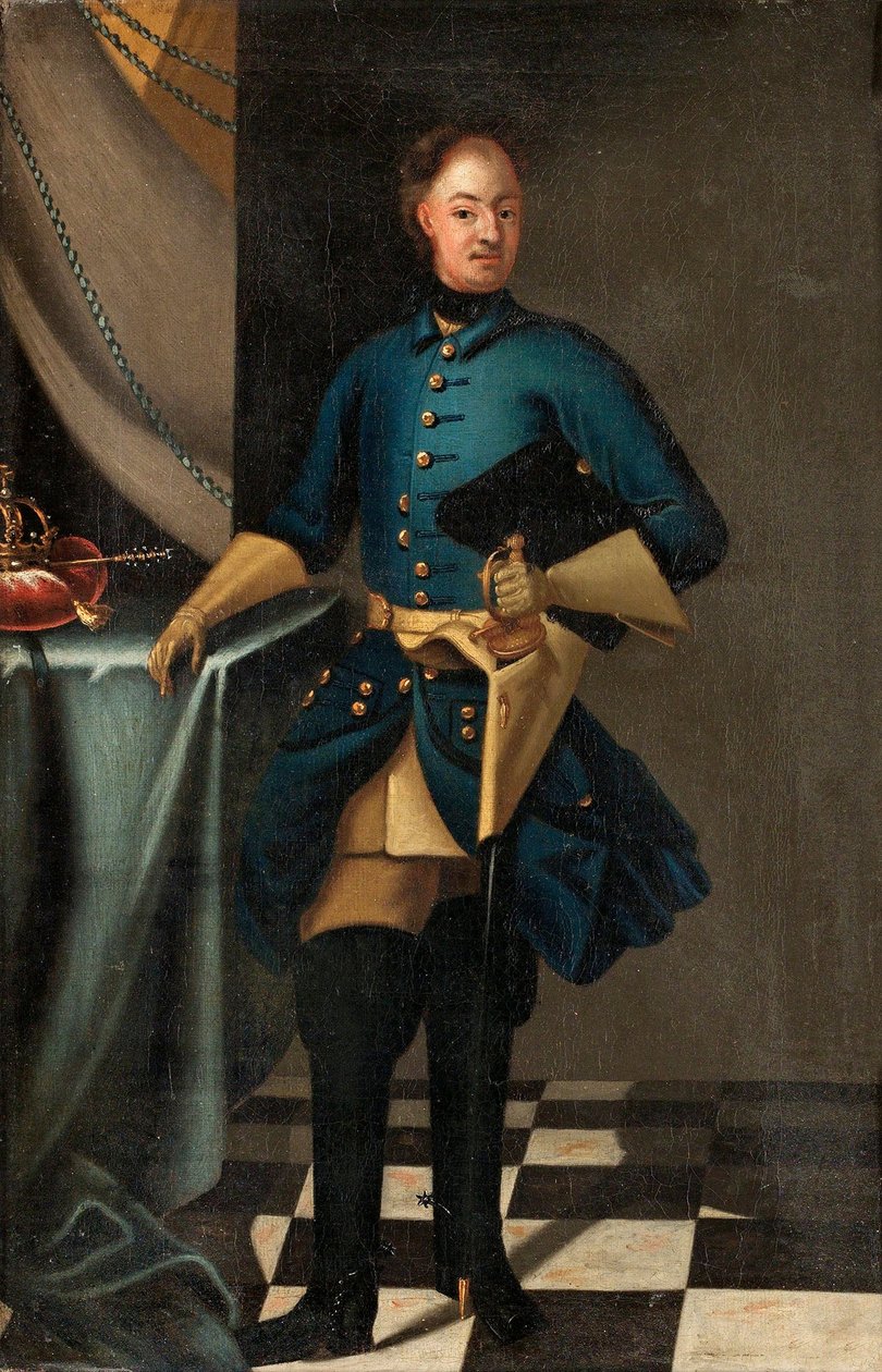 Ruotsin kuninkaan Kaarle XII:n (1682-1718) muotokuva - David von Krafftin (1655-1724) maalaus, öljy kankaalle, noin 1716, 46,5x30,5 cm - Ruotsin kuninkaan Kaarle XII:n muotokuva, Öljy kankaalle, kirjoittaja David von Krafft - Yksityinen kokoelma tekijältä David von Krafft