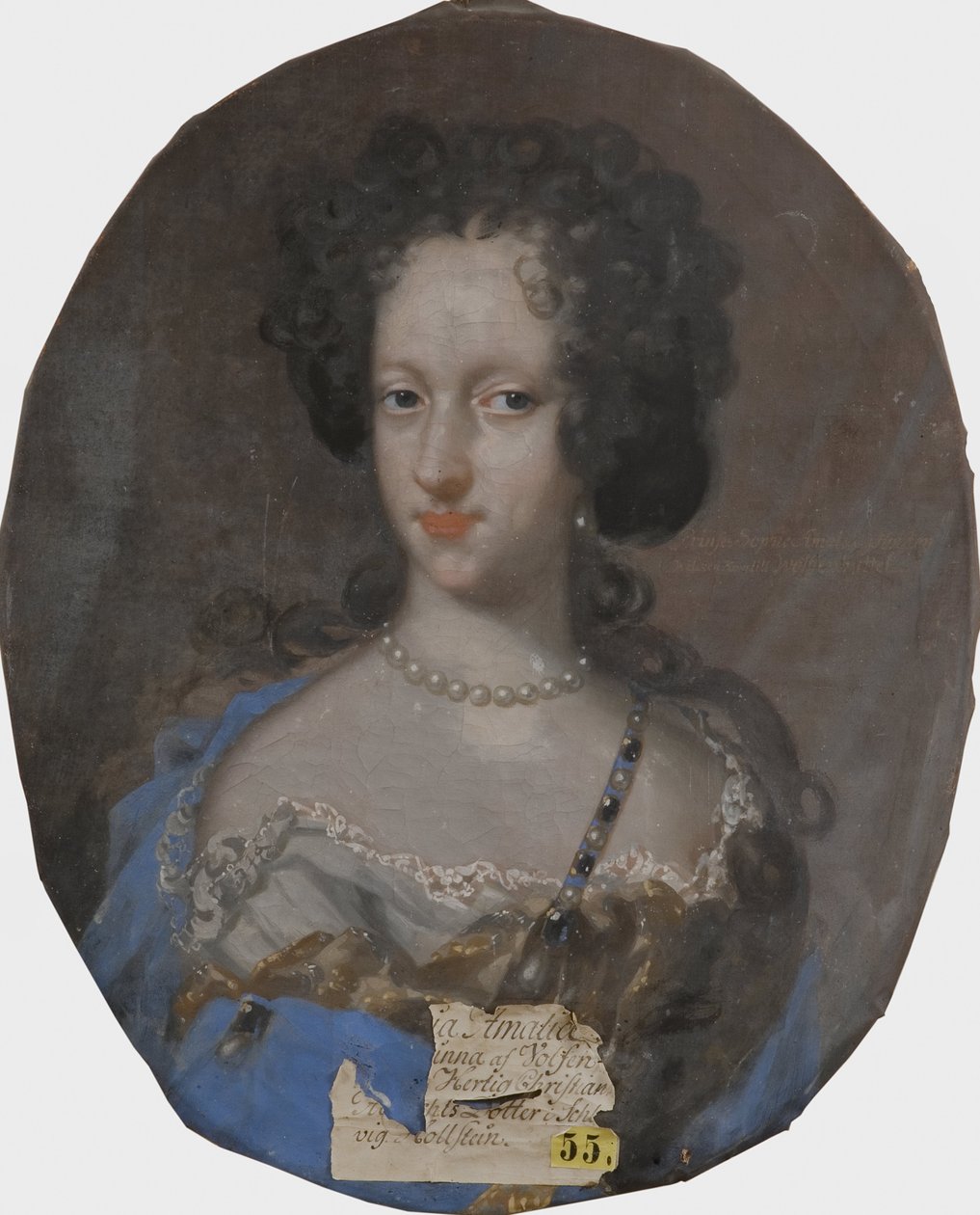Sophie Amalie of Schleswig Holstein Gottorp, prinsessa dano norvegienne - Muotokuva Holstein-Gottorpin prinsessa Sophie Amaliesta (1670-1710), Brunswick-Lueneburgin herttuatar, Krafft, David, von (1655-1724). Öljy kankaalle. Mitat: 69 x 56 cm. kansallisuus tekijältä David von Krafft