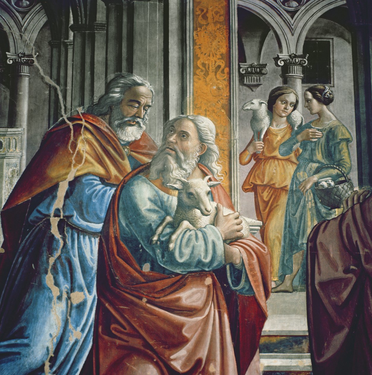 Joakimin karkottaminen temppelistä, yksityiskohta, 1485-90 tekijältä Domenico Ghirlandaio