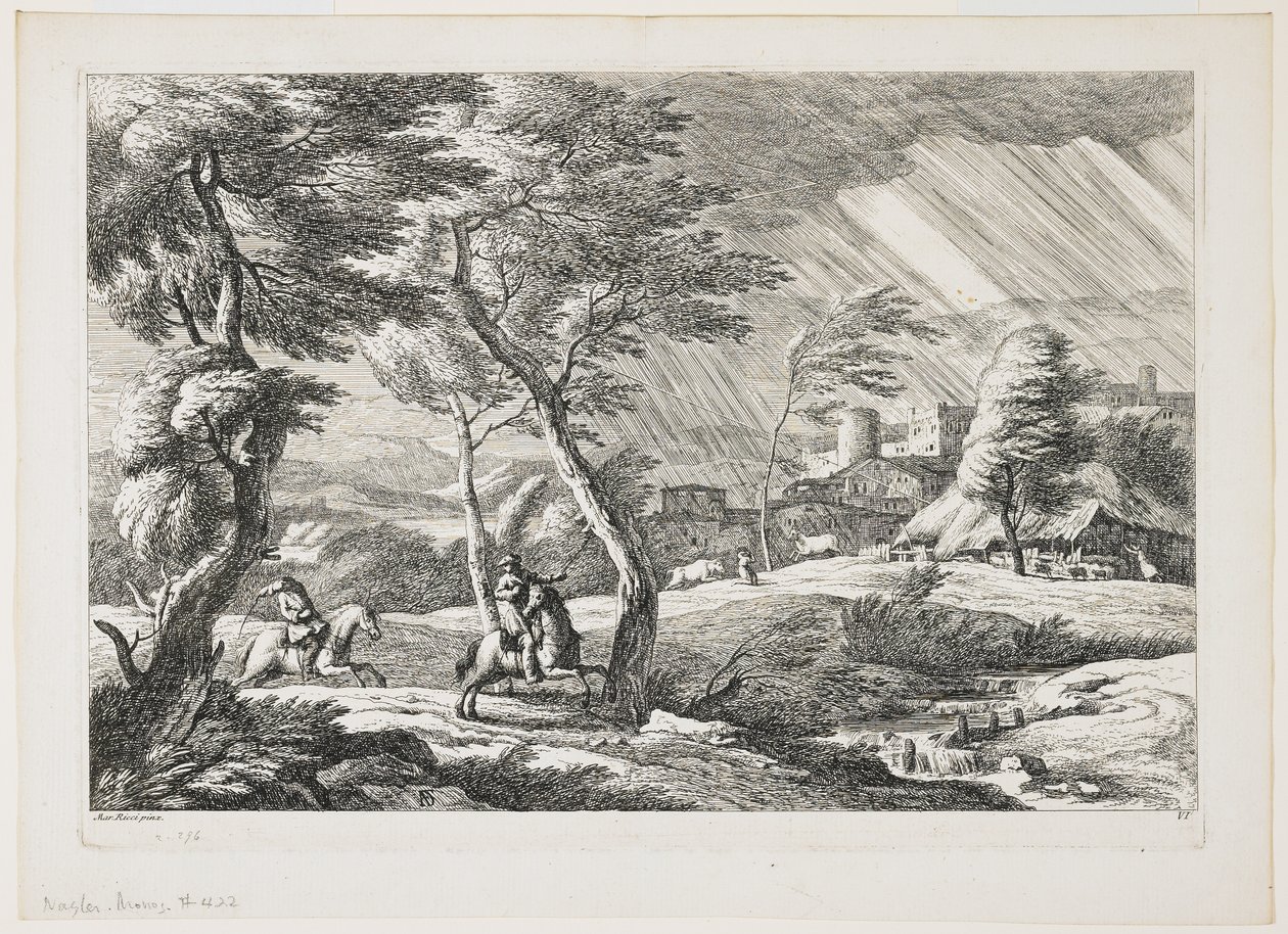 Taulu VII, maisemakuvasarjasta, 1743. tekijältä Davide Antonio Fossati