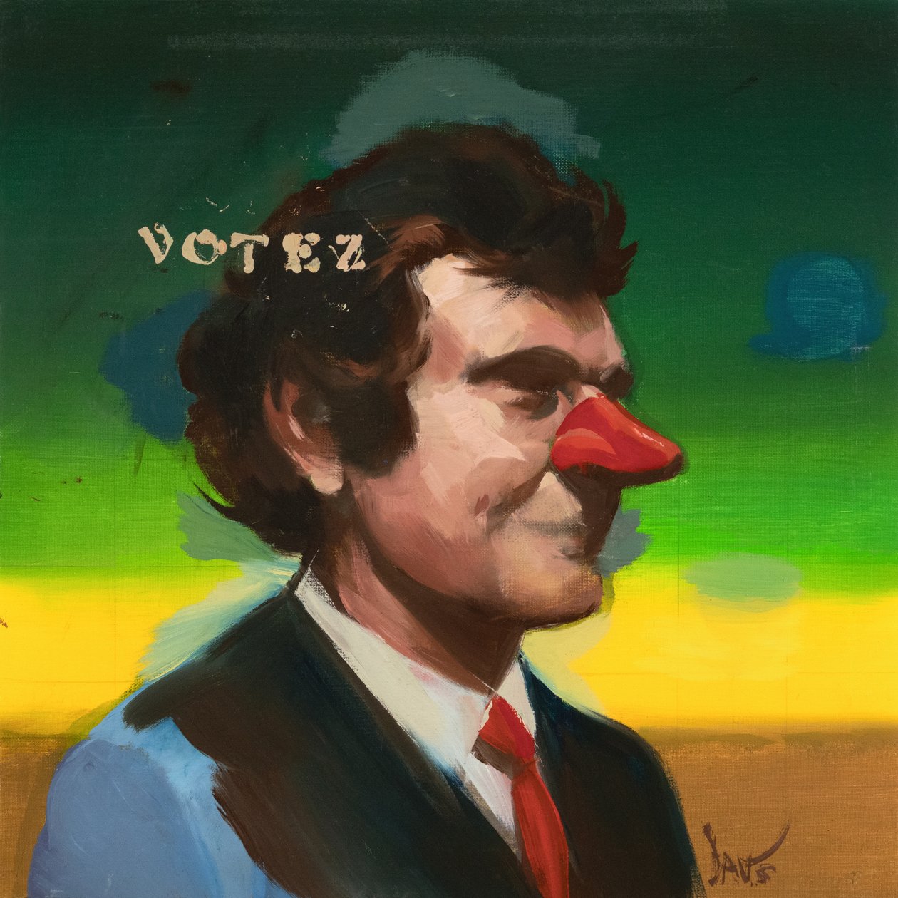 Marcel Broodthaers 19 (Votez), 2023 (öljy pellavalle) tekijältä Davis Lisboa