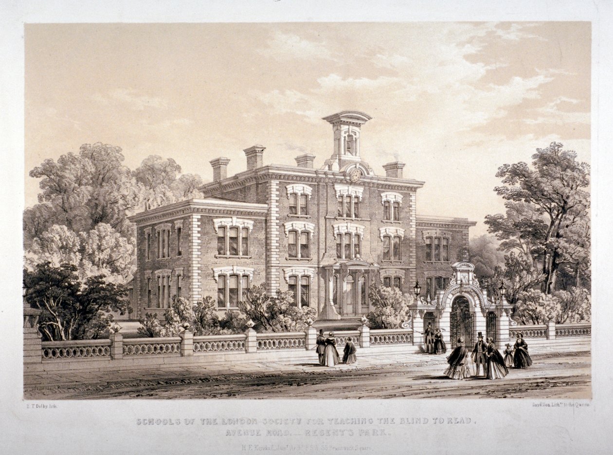 London Society Schools opettaa sokeita ihmisiä, Avenue Road, Marylebone, Lontoo, c1860. tekijältä Day and Son