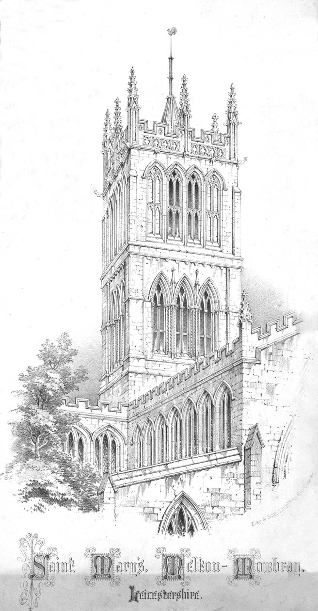 Saint Marys, Melton-Mowbray. Leicestershire, 1850-luku tekijältä Day and Son