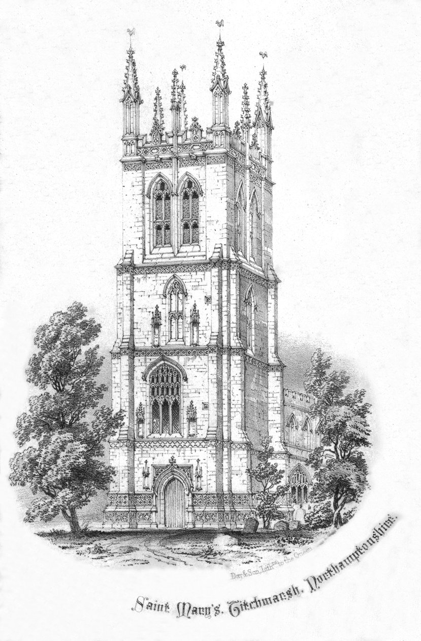 Saint Marys, Titchmarsh. Northamptonshire, 1850-luku tekijältä Day and Son