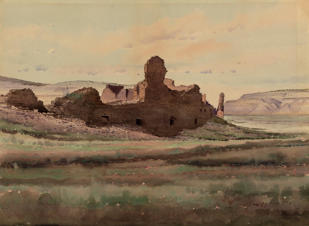 Pueblo Boniton rauniot, Chaco Canyon, New Mexico, 1888. tekijältä De Lancey Gill