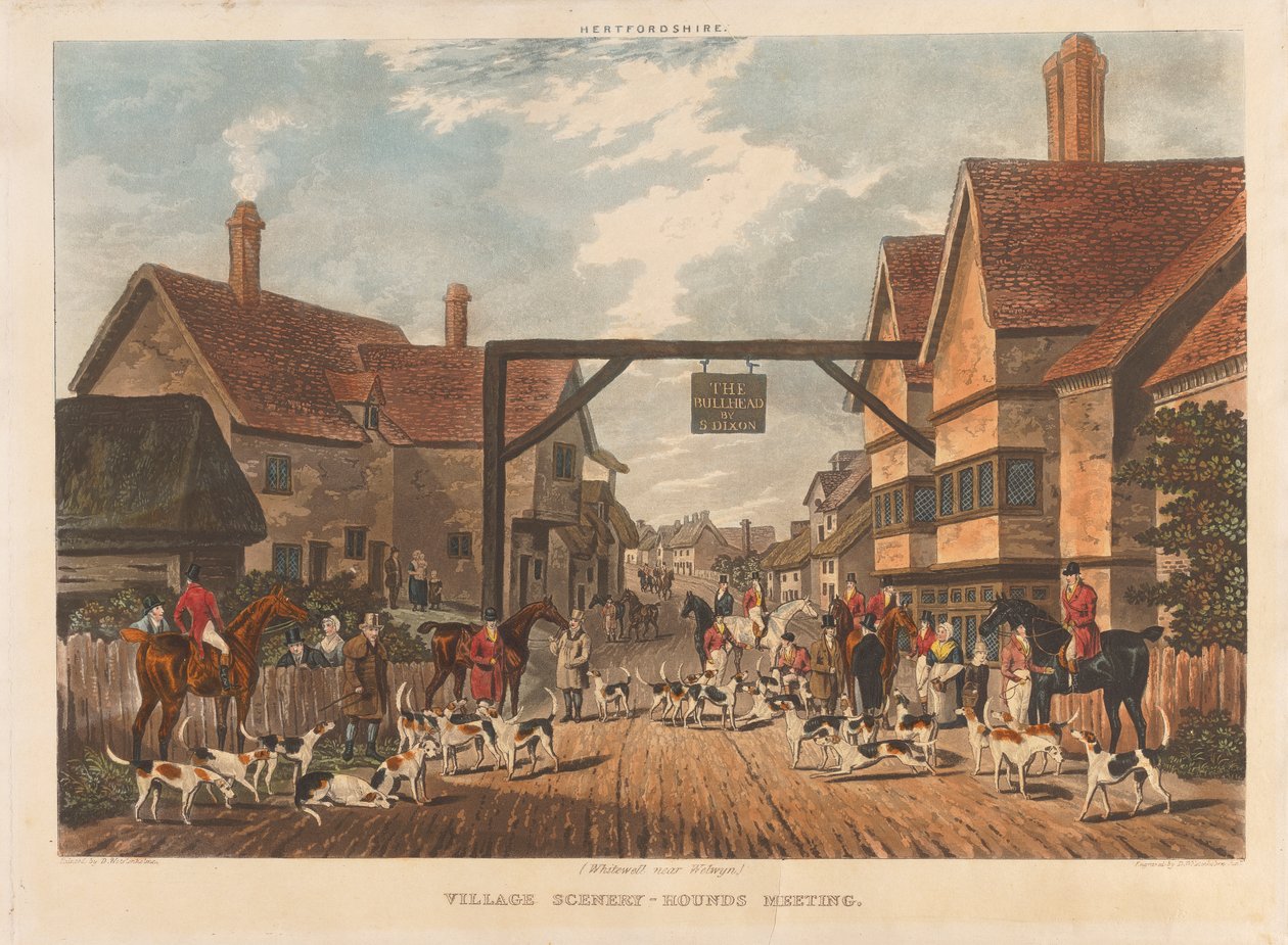 [Ketunmetsästys] neljän kappaleen sarja: Hertfordshire. 1. (Whitewell lähellä Welwyniä) / Village Scenery - Hounds Meeting tekijältä Dean Wolstenholme