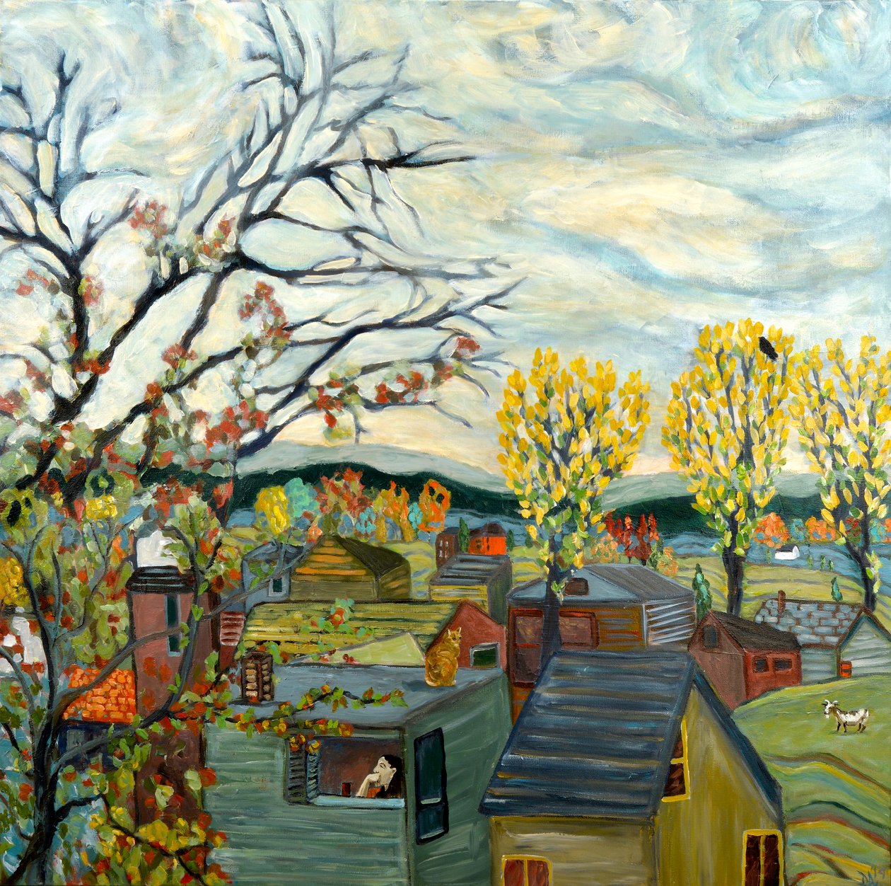 Syksyn mietiskely, 2019 (akryyli kankaalle) tekijältä Deborah Eve Alastra