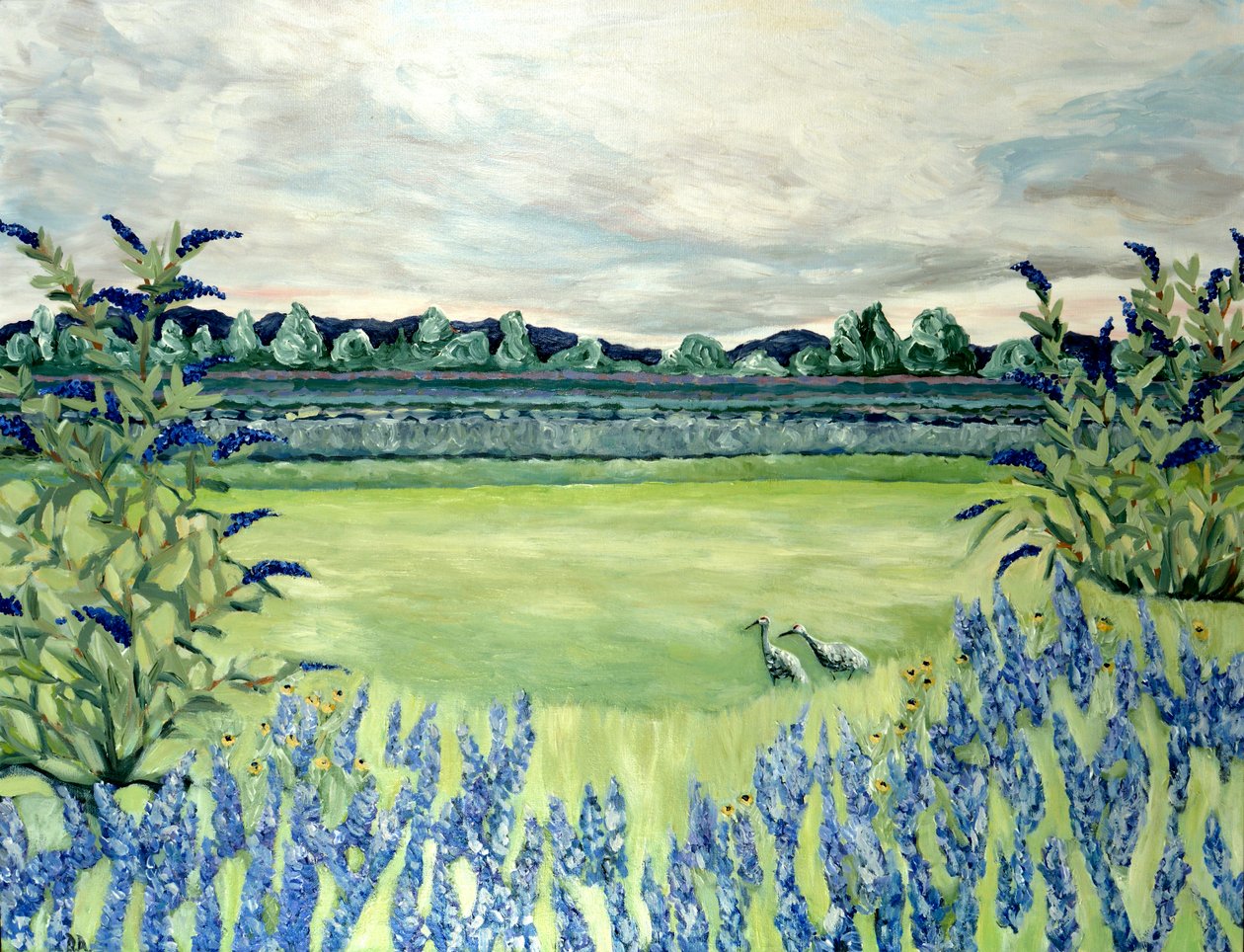 Laventelipellot, 2015 (akryyli kankaalle) tekijältä Deborah Eve Alastra