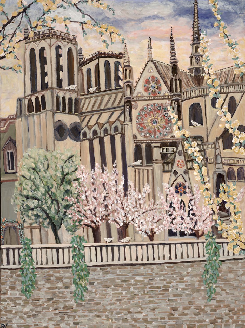 Notre Dame Doves, 2018 (akryyli kankaalle) tekijältä Deborah Eve Alastra