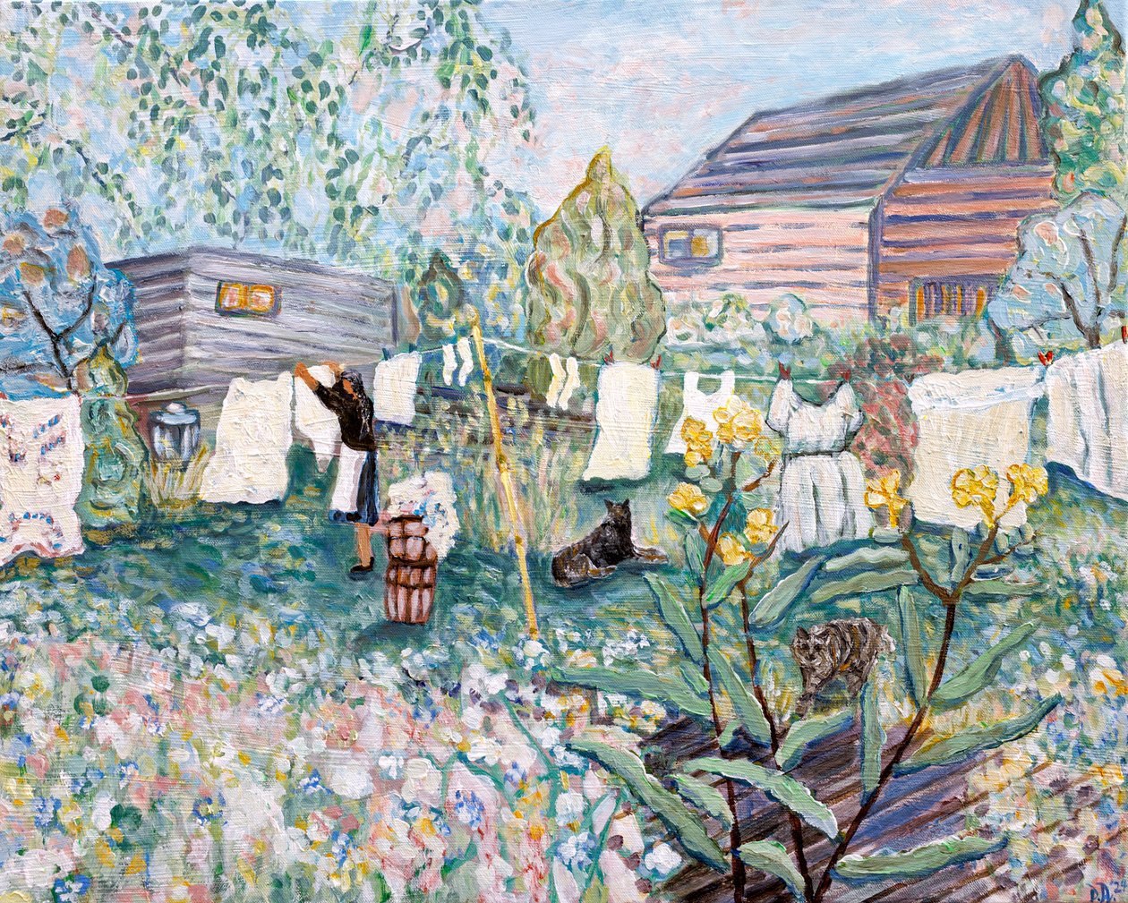 Linjalla, 2024 (akryyli kankaalle) tekijältä Deborah Eve Alastra