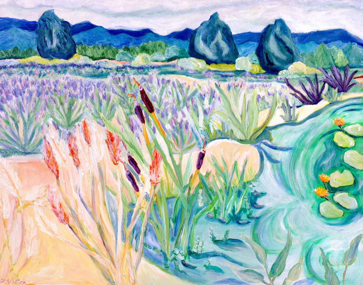 Sauvie Landscape, 2015 (akryyli kankaalle) tekijältä Deborah Eve Alastra