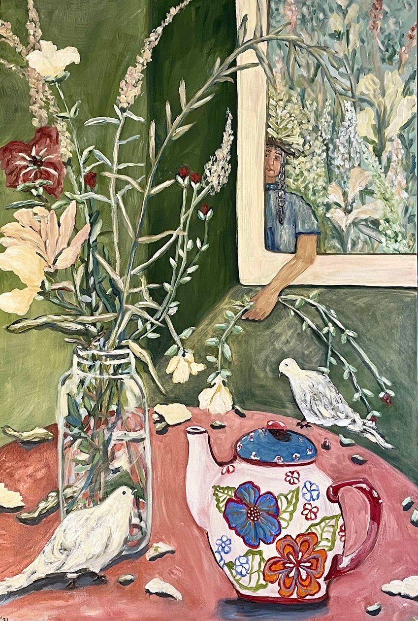 Wildflower Tea, 2024 (akryyli kankaalle) tekijältä Deborah Eve Alastra