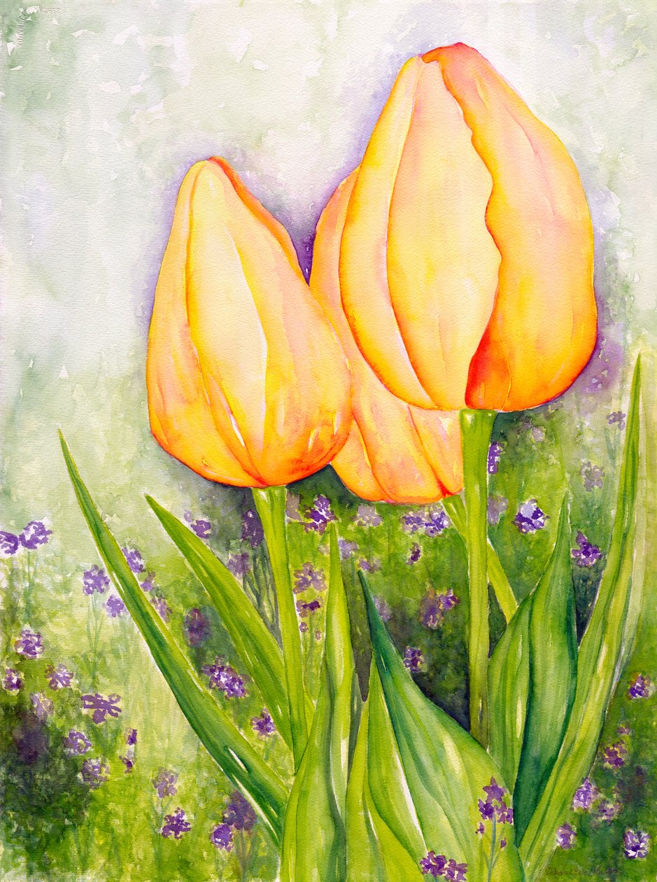 Keltaiset tulppaanit, 2006 (akvarelli) tekijältä Deborah Eve Alastra