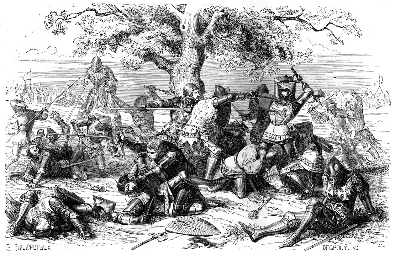 Kolmekymmentä ranskalaista ritaria taistelee englantilaisia vastaan, Bretagne, Ranska, 1351 1882-1884 tekijältä Deghouy
