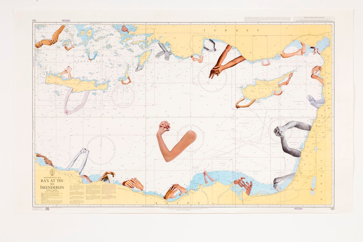 Protected Waters, 2016 (kollaasi merikartalla) tekijältä Deirdre Kelly