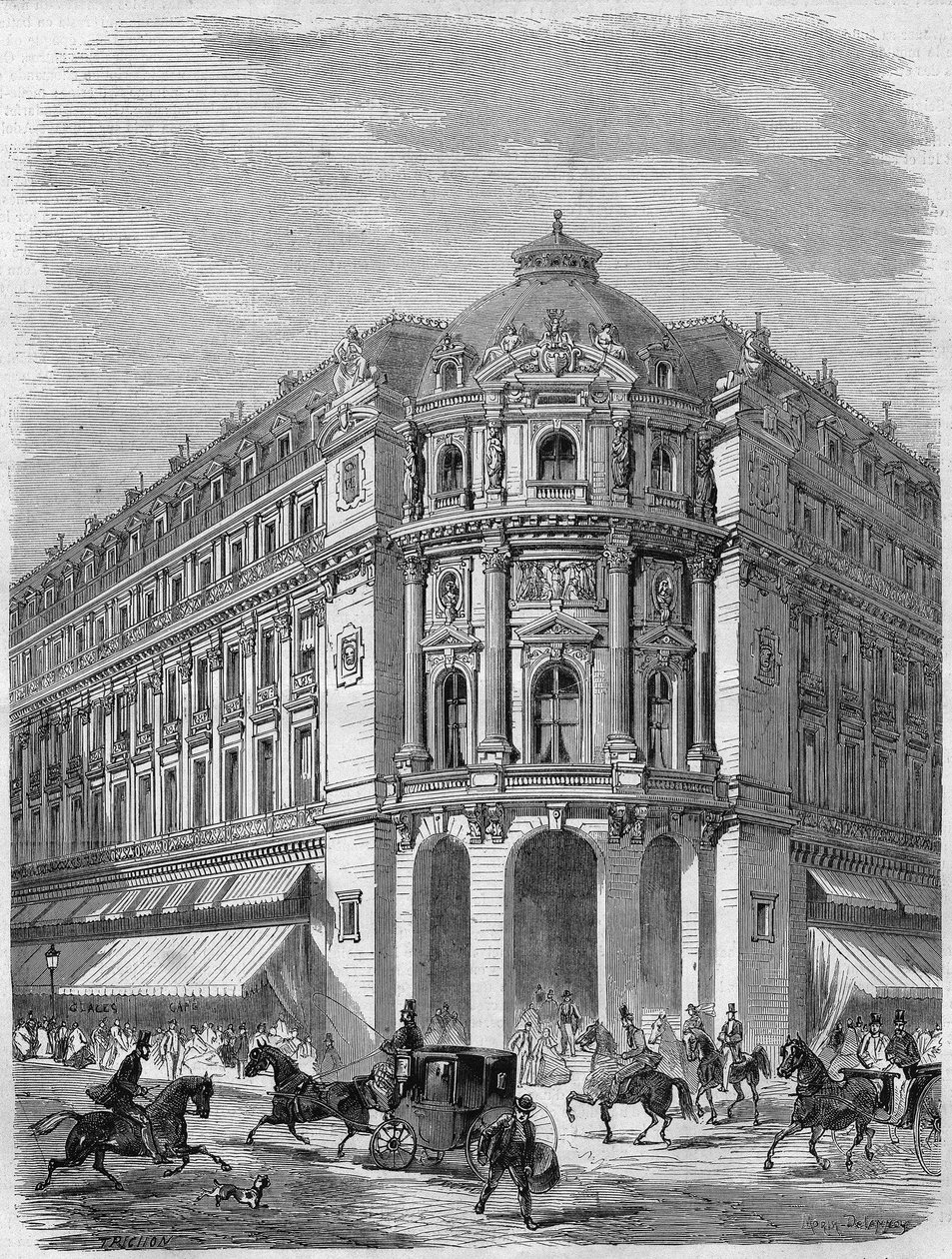 Pariisissa Boulevard des Capucinesin ja Rue de la Chaussée-d