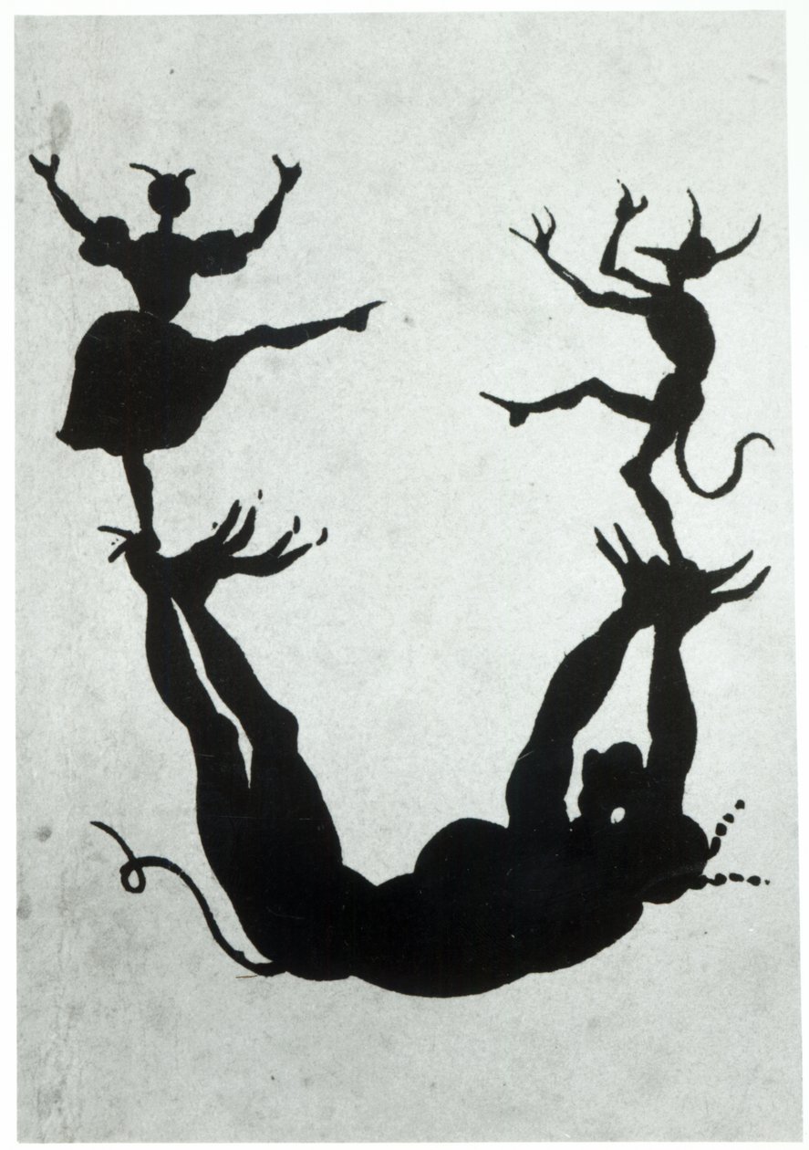 Devilish Alphabet, kaiverrettu Delannois, 1825 (yksityiskohta, katso myös 184307-184312) tekijältä Delaporte