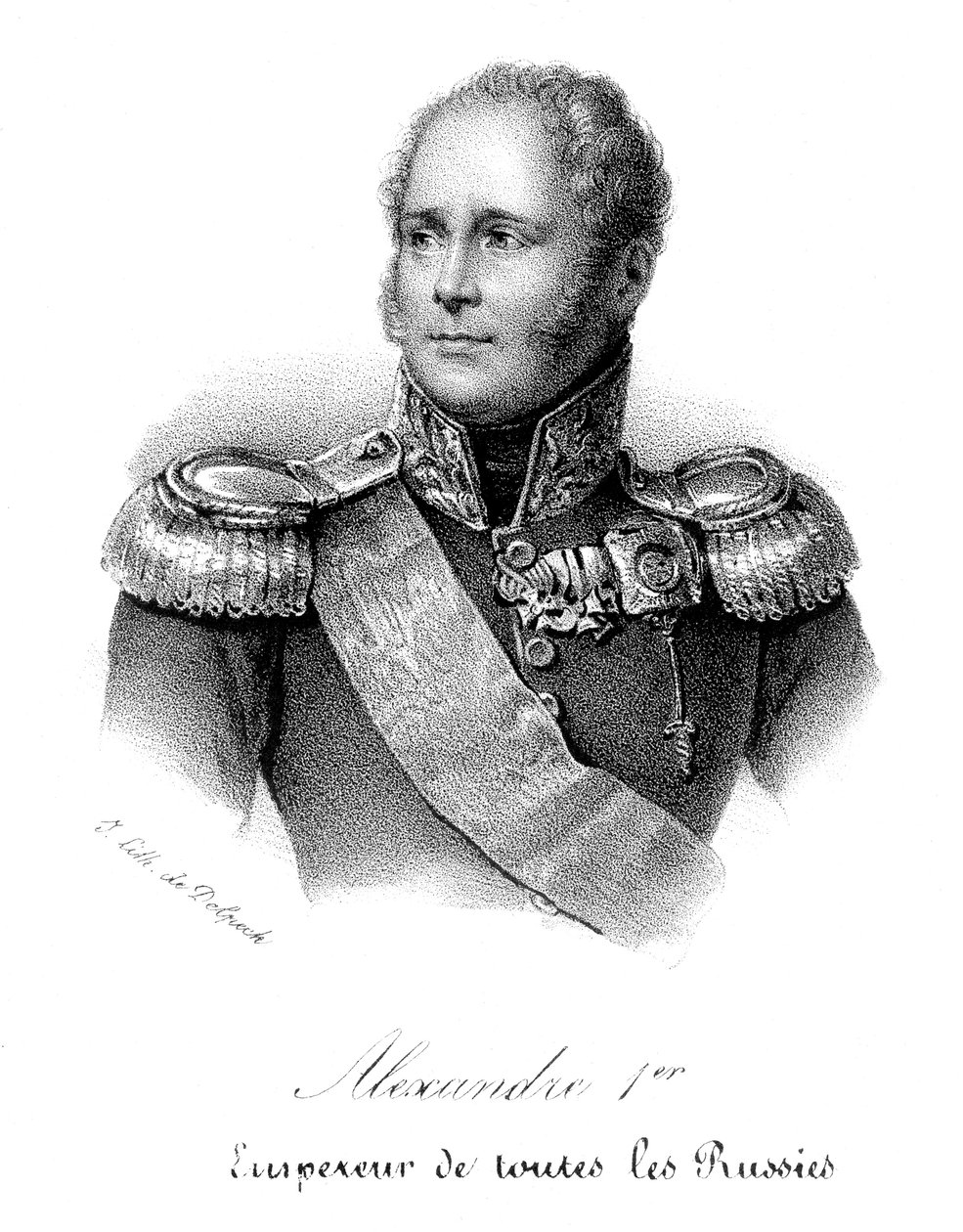 Aleksanteri I 1777-1825, Venäjän tsaari vuodesta 1801, sotilasunivormussa, c1830 tekijältä Delpech