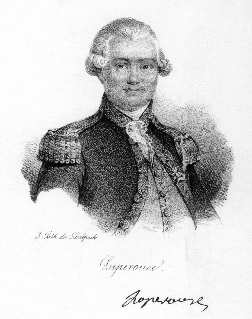 Comte de La Perouse, 1700-luvun ranskalainen merenkulkija, tähtitieteilijä ja tutkimusmatkailija, 1830 tekijältä Delpech