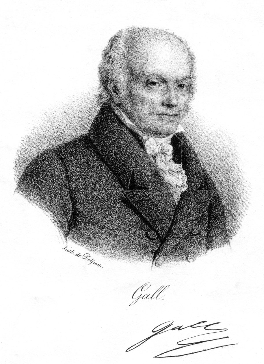 Franz Joseph Gall, saksalainen lääkäri ja frenologian perustaja, 1820 tekijältä Delpech