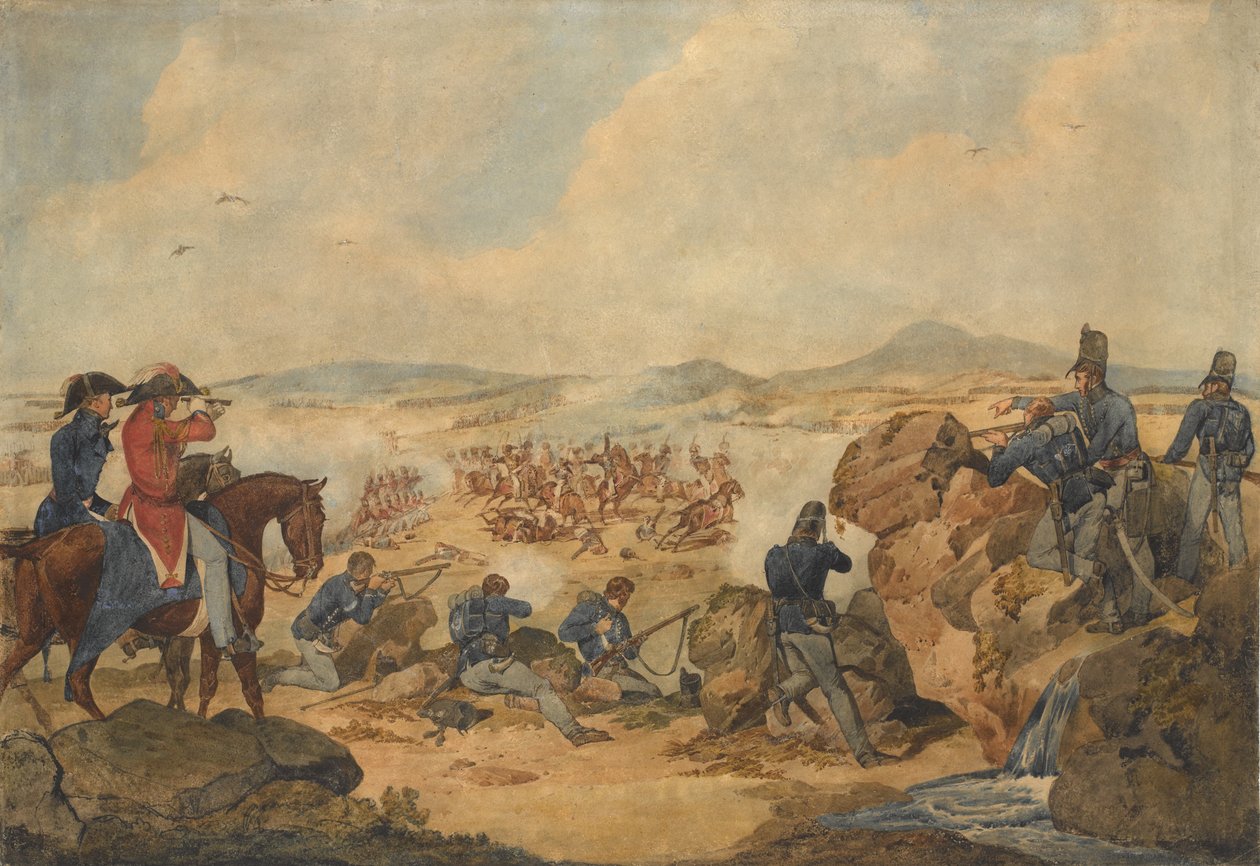 Toiminta niemimaan sodan aikana, jossa 95. (kivääri) rykmentin kiväärit toimivat tarkka-ampujina, n. 1810 tekijältä Denis Dighton
