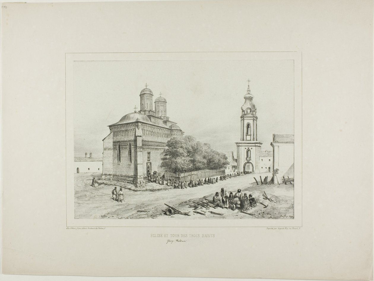 Kolmen pyhimyksen kirkko ja torni, Yassy, Modavia, 19. heinäkuuta 1837. tekijältä Denis Auguste Marie Raffet