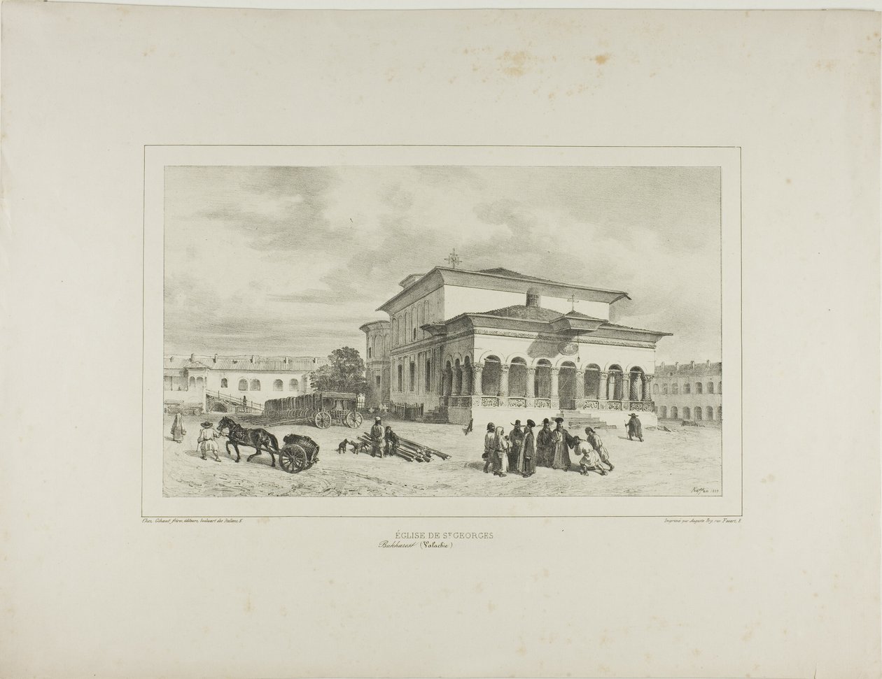 Pyhän Yrjön kirkko, Bukarest, Valakia, 13. heinäkuuta 1837. tekijältä Denis Auguste Marie Raffet