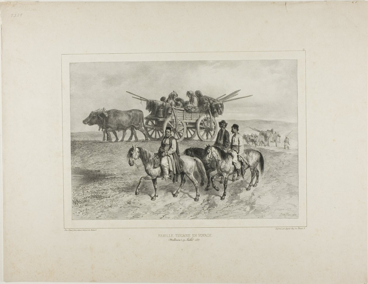 Unkarin mustalaisperhe, Moldavia, 19. heinäkuuta 1837. tekijältä Denis Auguste Marie Raffet