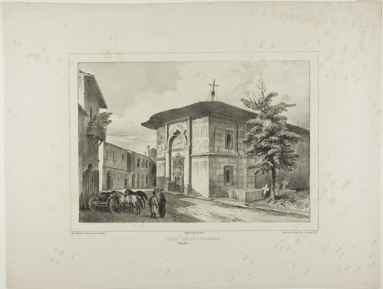 Kreikkalainen kirkko, Bukarest, Valakia, 15. heinäkuuta 1837. tekijältä Denis Auguste Marie Raffet
