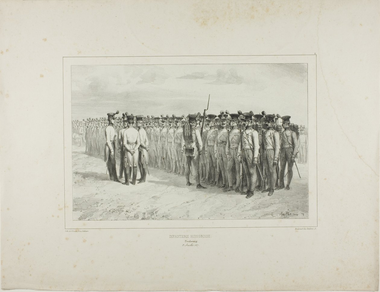 Unkarin jalkaväki, Presbourg, 2. heinäkuuta 1837. tekijältä Denis Auguste Marie Raffet