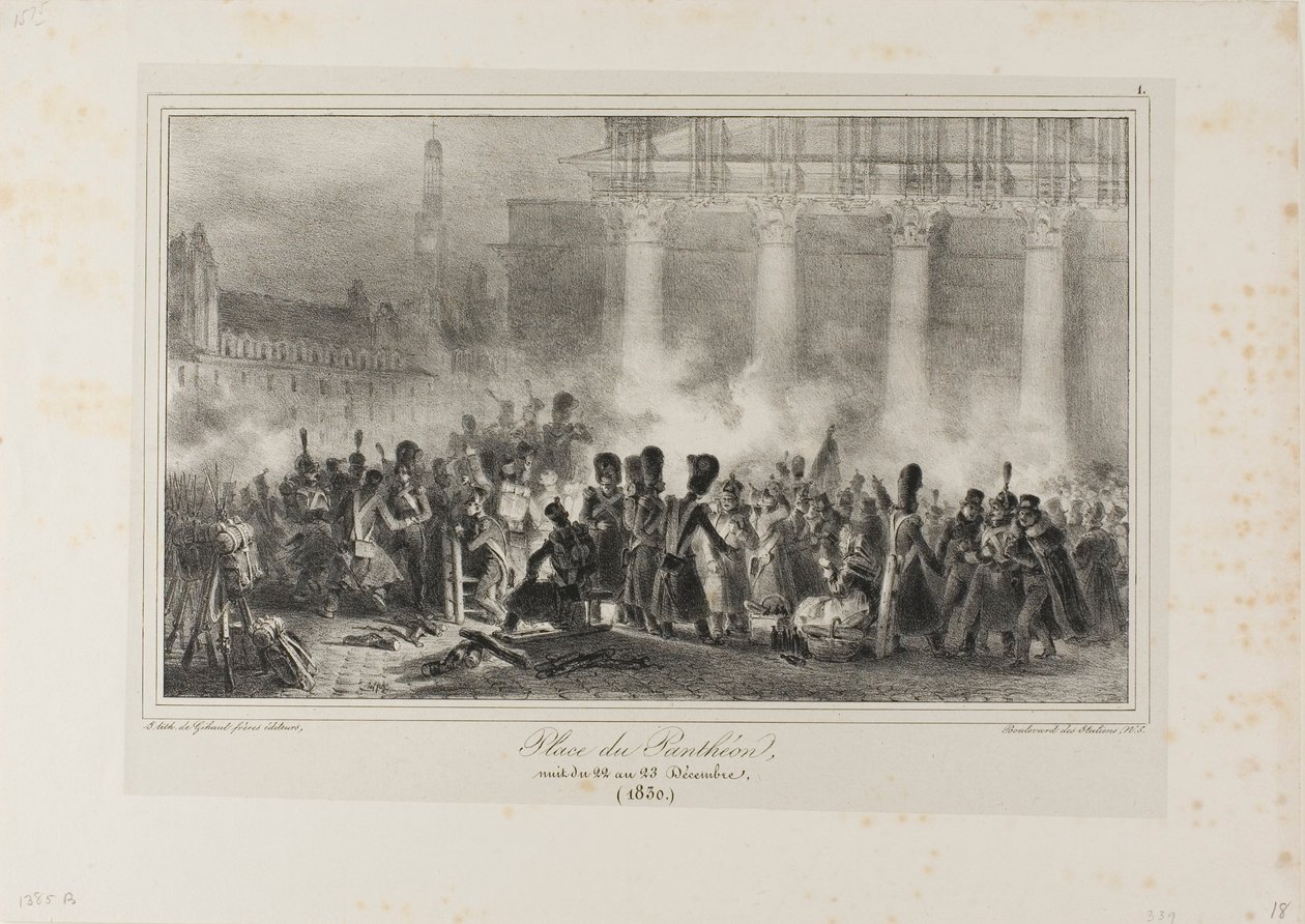 Place du Pantheon, yö 22. - 23. joulukuuta 1830 tekijältä Denis Auguste Marie Raffet