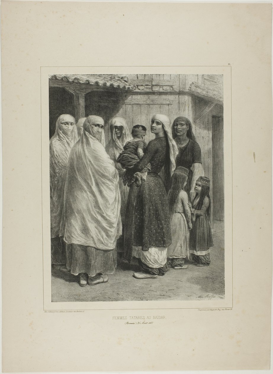 Tataarinaisia Baidarin luona, Krim, 26. elokuuta 1837. tekijältä Denis Auguste Marie Raffet